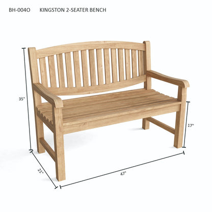 Wooden bench with dimensions labeled on a white background