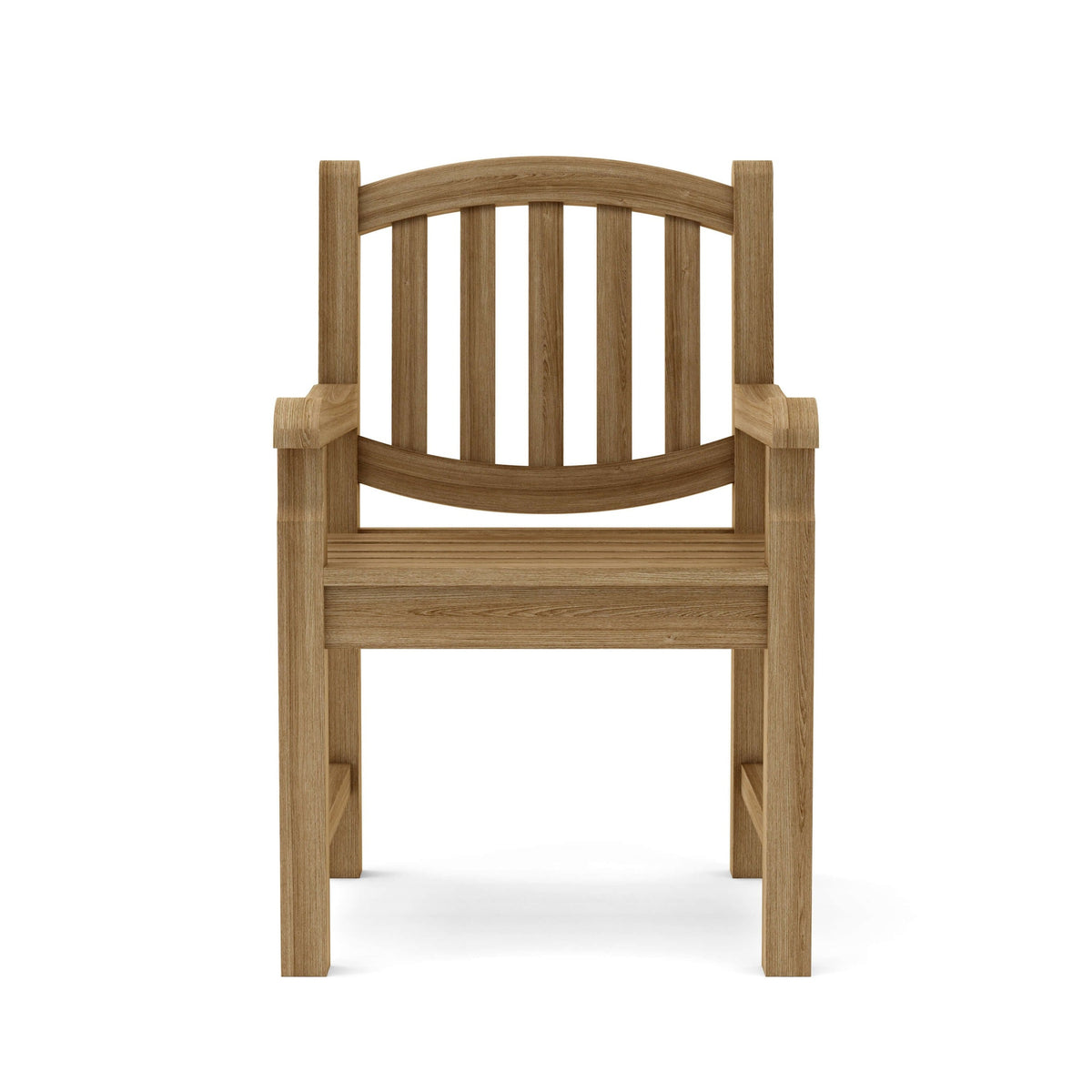 Wooden chair with armrests on a white background