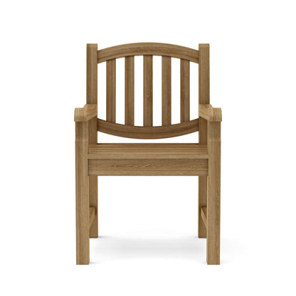 Wooden chair with armrests on a white background