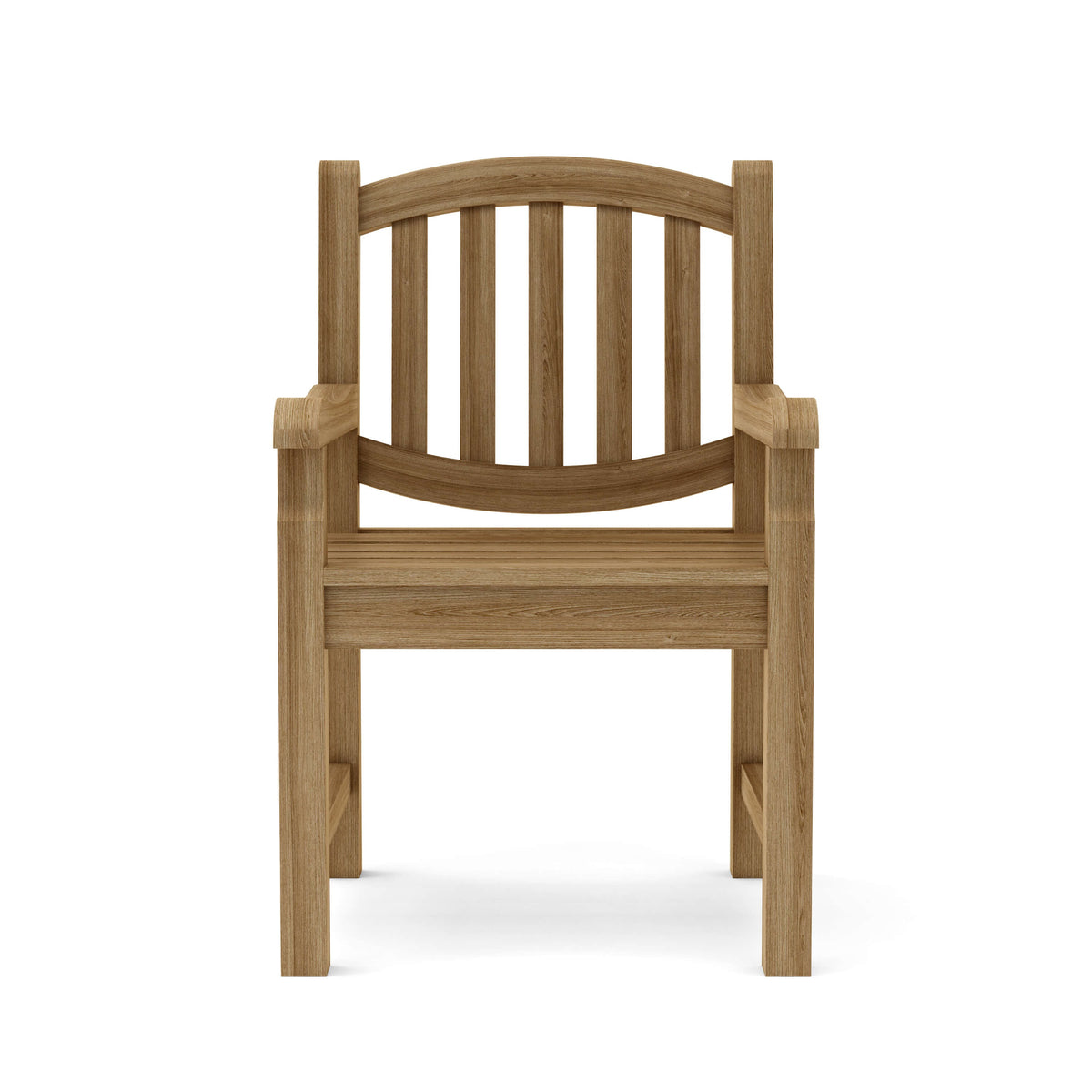Wooden chair with armrests on a white background
