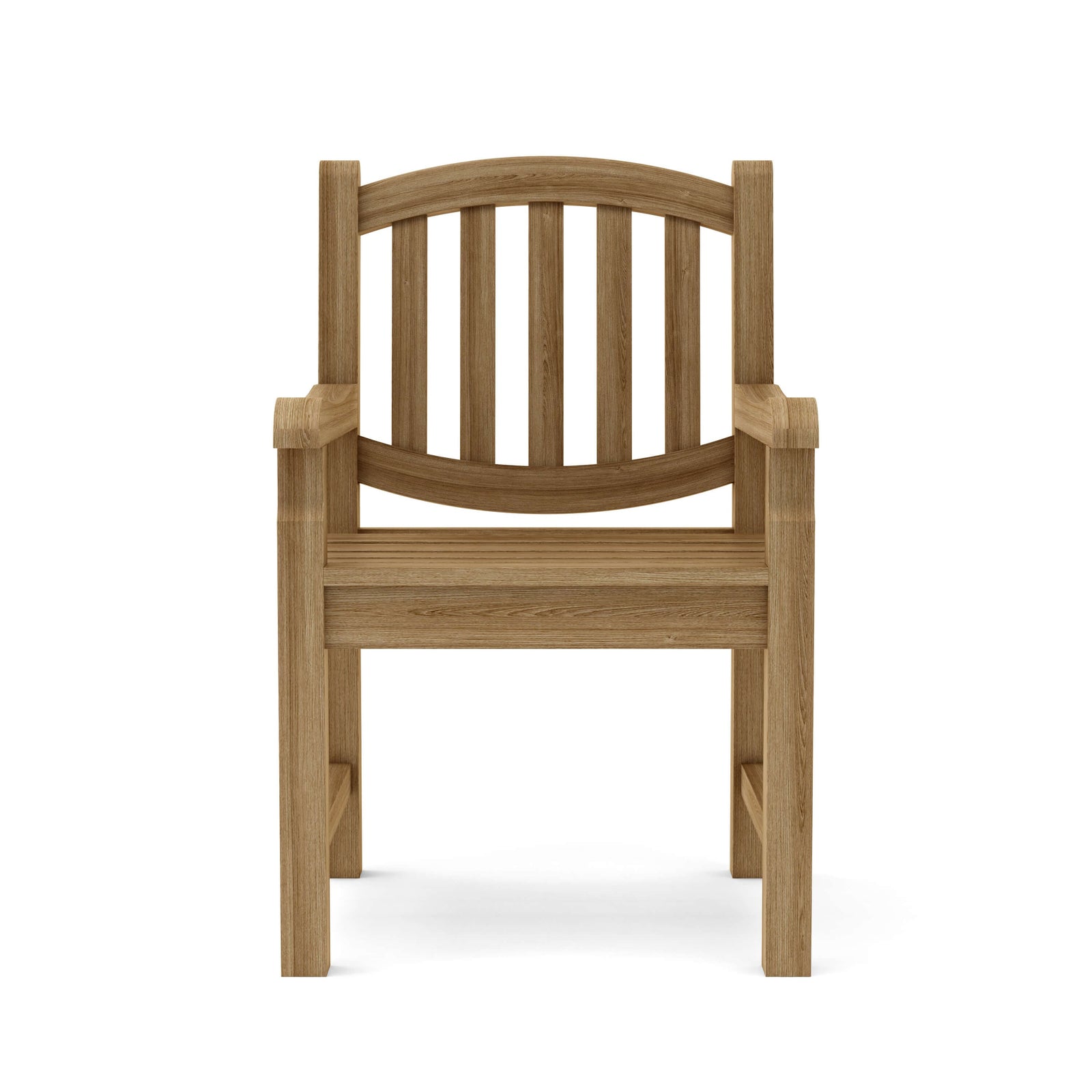 Wooden chair with armrests on a white background