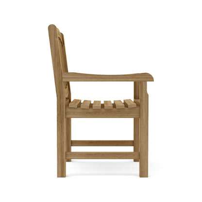 Wooden chair with armrests on a white background