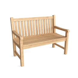 Classic 2-Seater Teak Wood Outdoor Bench - Straight Back Design