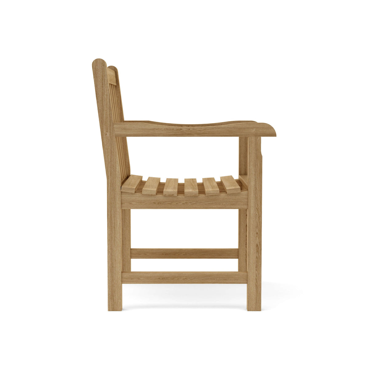 Wooden chair with armrests on a white background