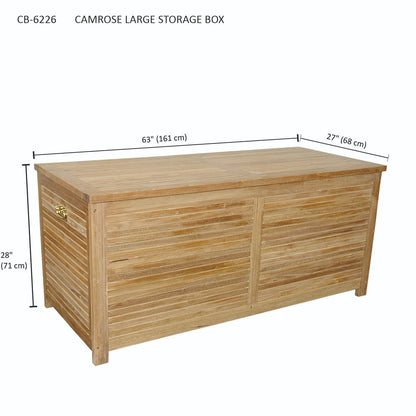 Wooden storage box with dimensions on a white background