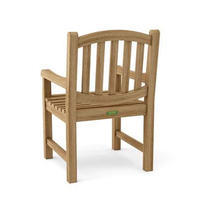 Wooden chair with armrests on a white background