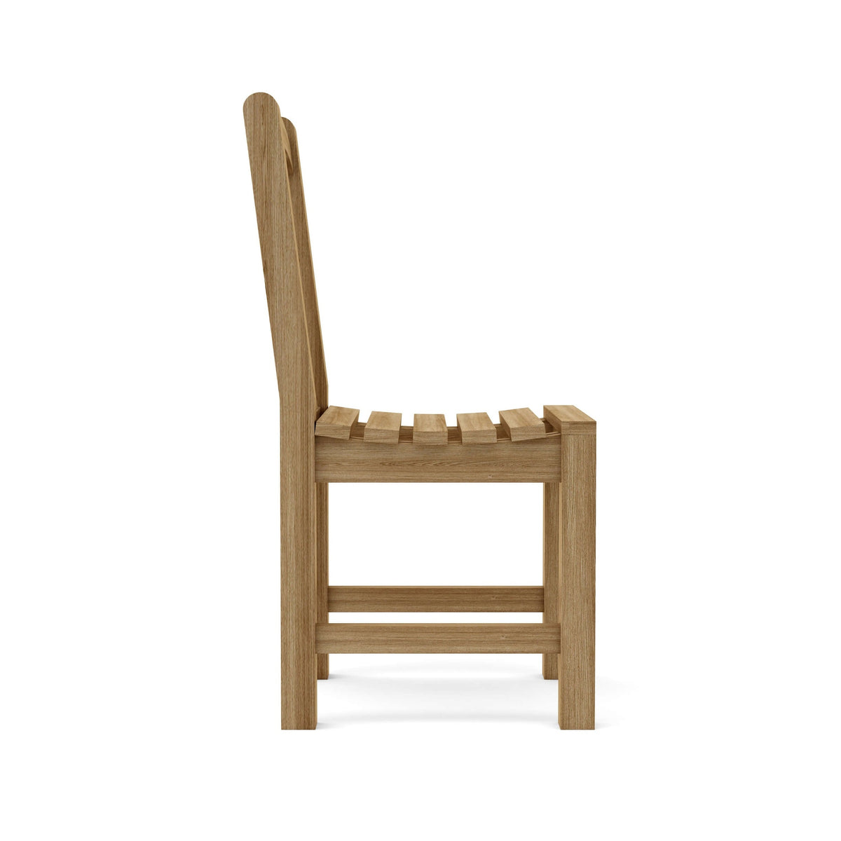 Wooden chair with slatted backrest on a white background
