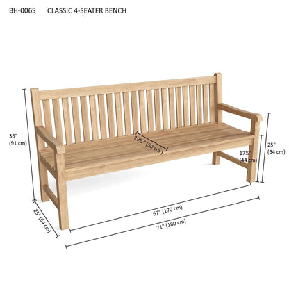 Classic 4-Seater Teak Outdoor Bench – Straight Back | BetterPatio // BetterPatio.com