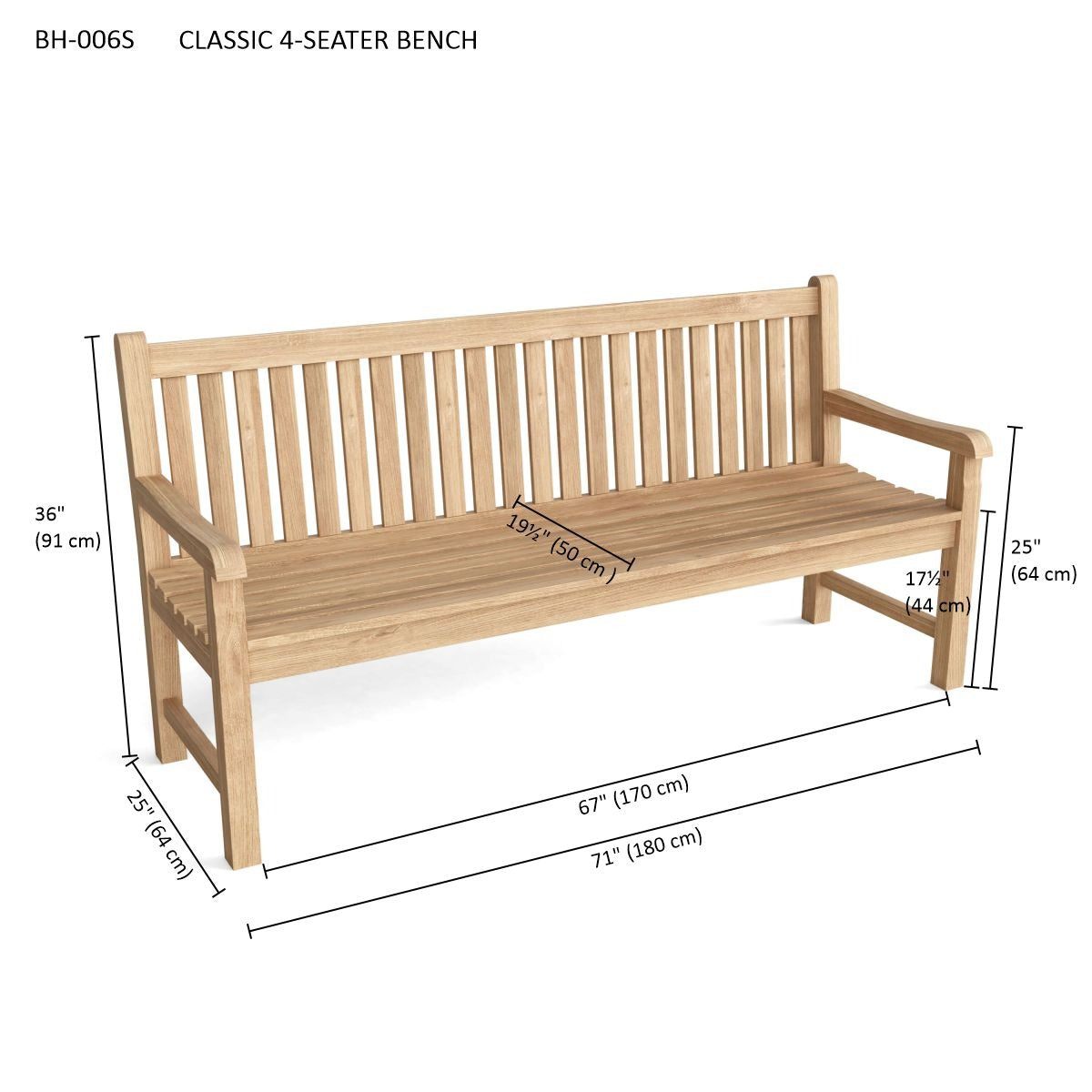 Classic 4-Seater Teak Outdoor Bench – Straight Back | BetterPatio // BetterPatio.com