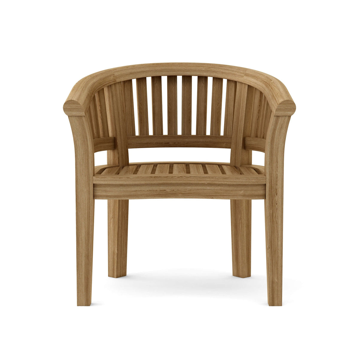 Wooden chair with curved backrest on a white background