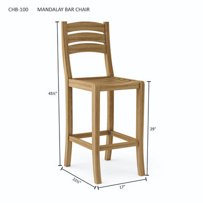Anderson Teak Mandalay Teak Bar Chair - outdoor high bar stool patio seating