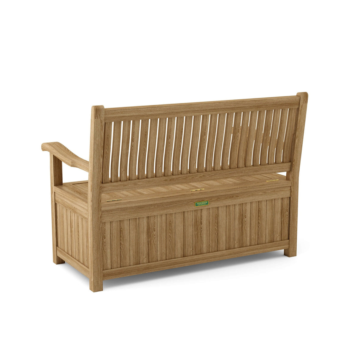 Wooden bench with storage on a white background