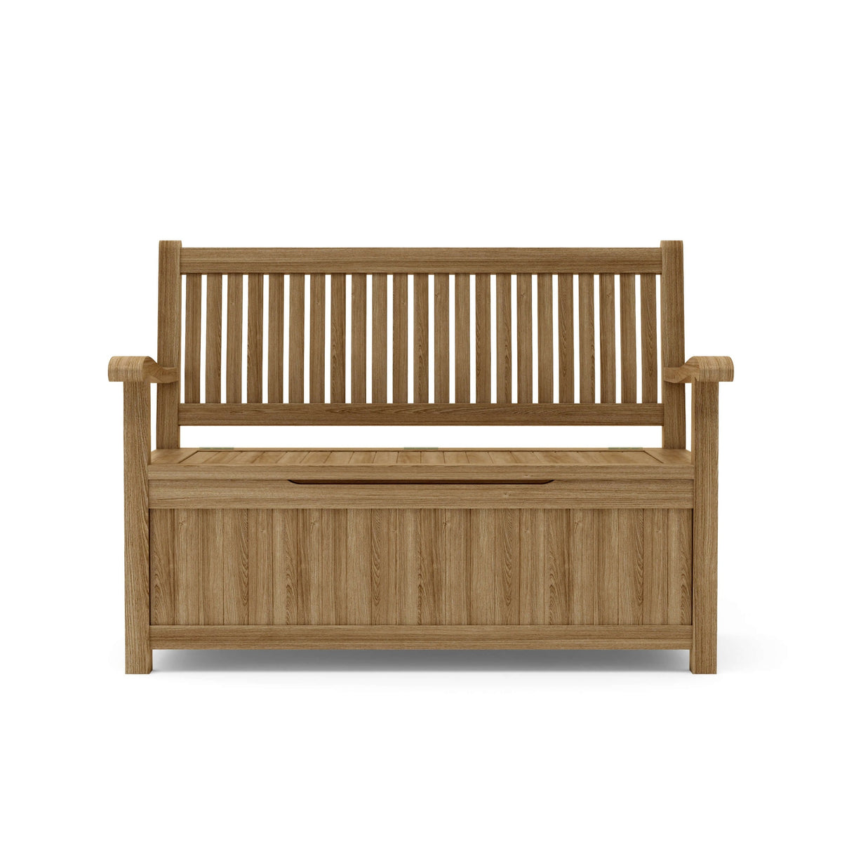 Wooden bench with storage on a white background