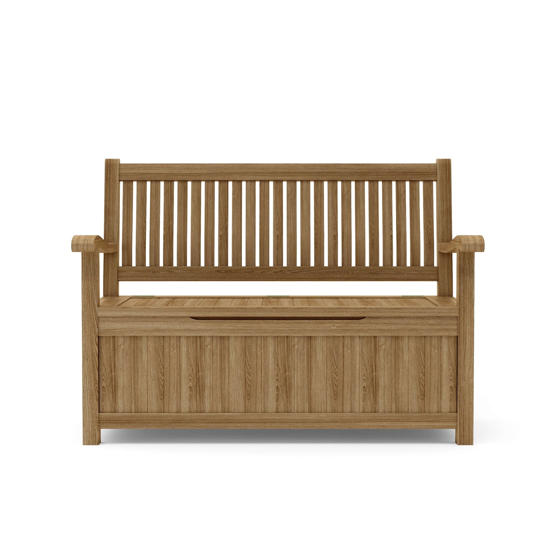 Wooden bench with storage on a white background