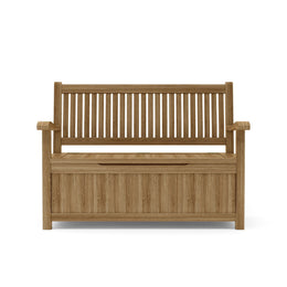Del-Amo 2-Seater Teak Storage Bench – Outdoor Patio Seating with Hidden Storage