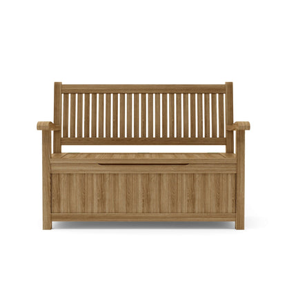 Wooden bench with storage on a white background
