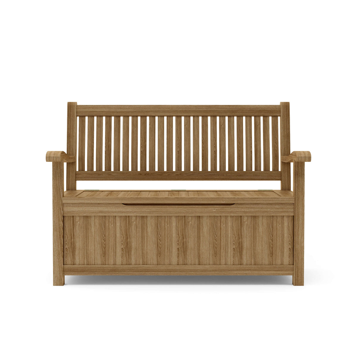 Wooden bench with storage on a white background