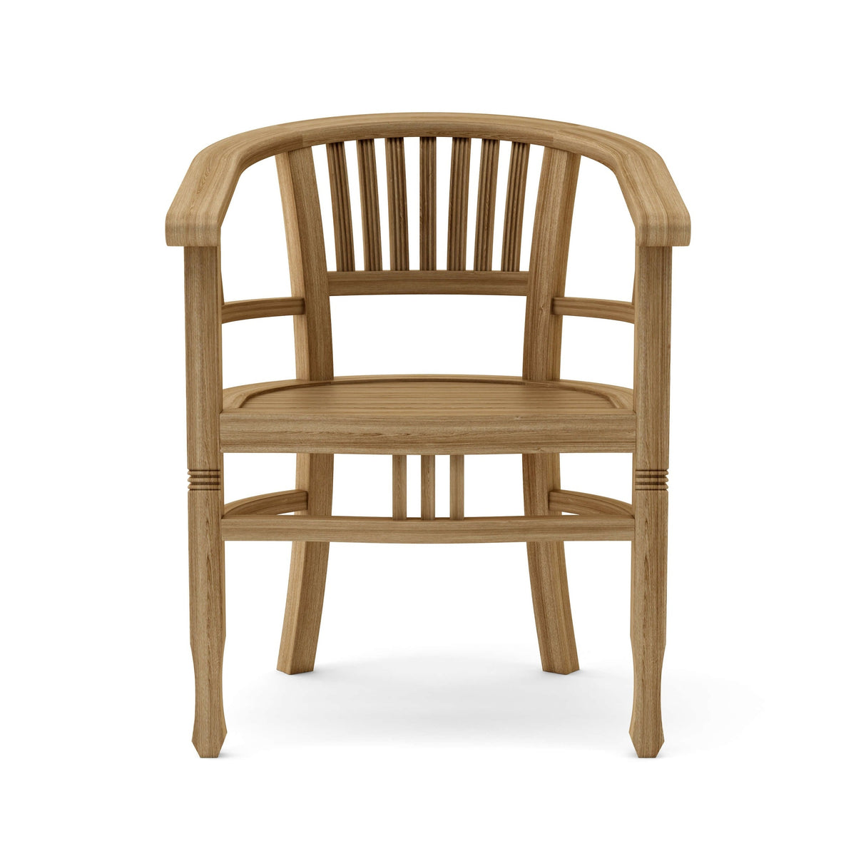 Wooden chair with curved backrest on a white background