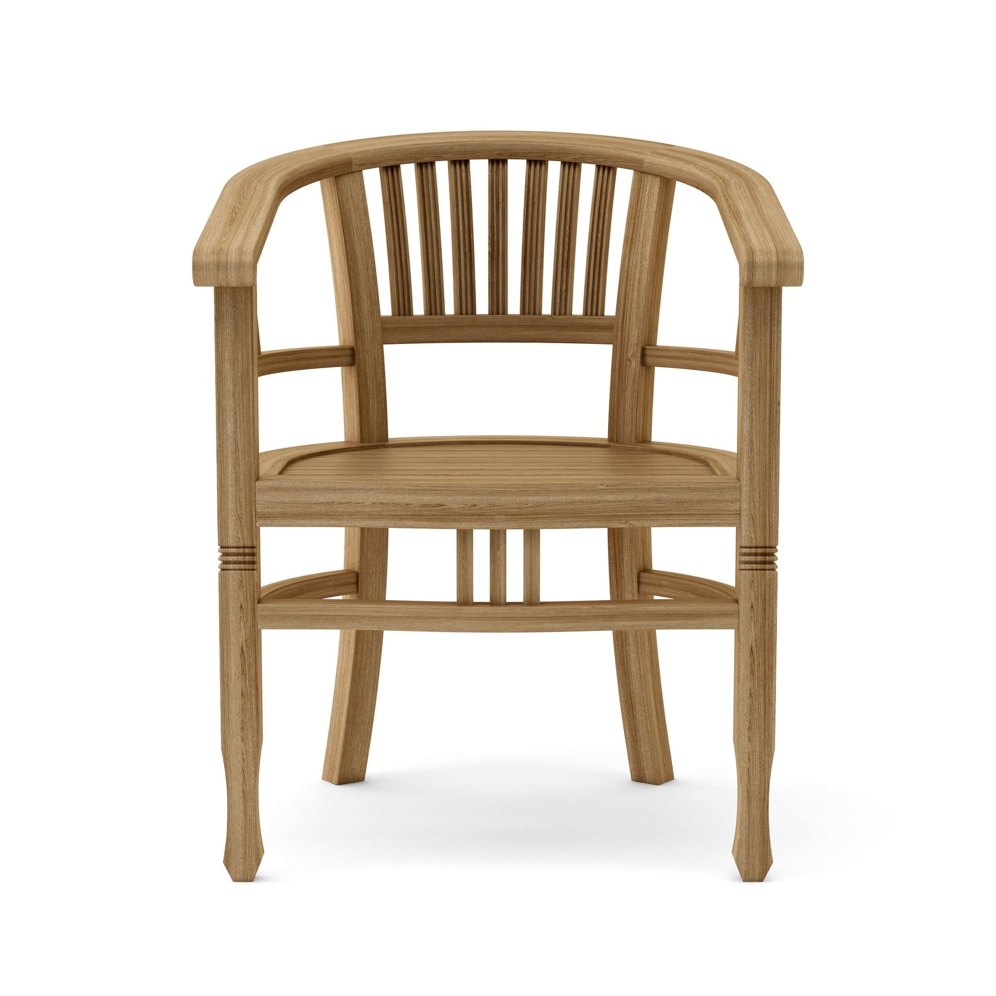 Wooden chair with curved backrest on a white background