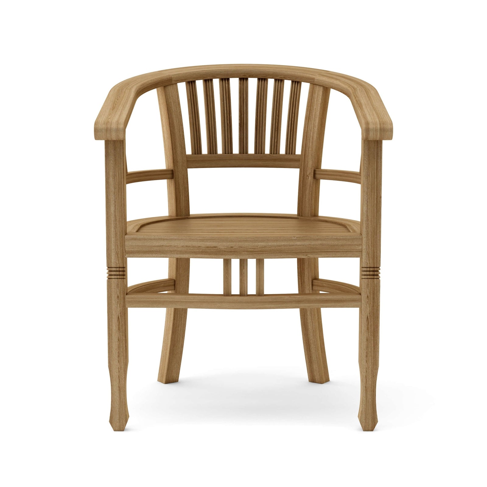Wooden chair with curved backrest on a white background