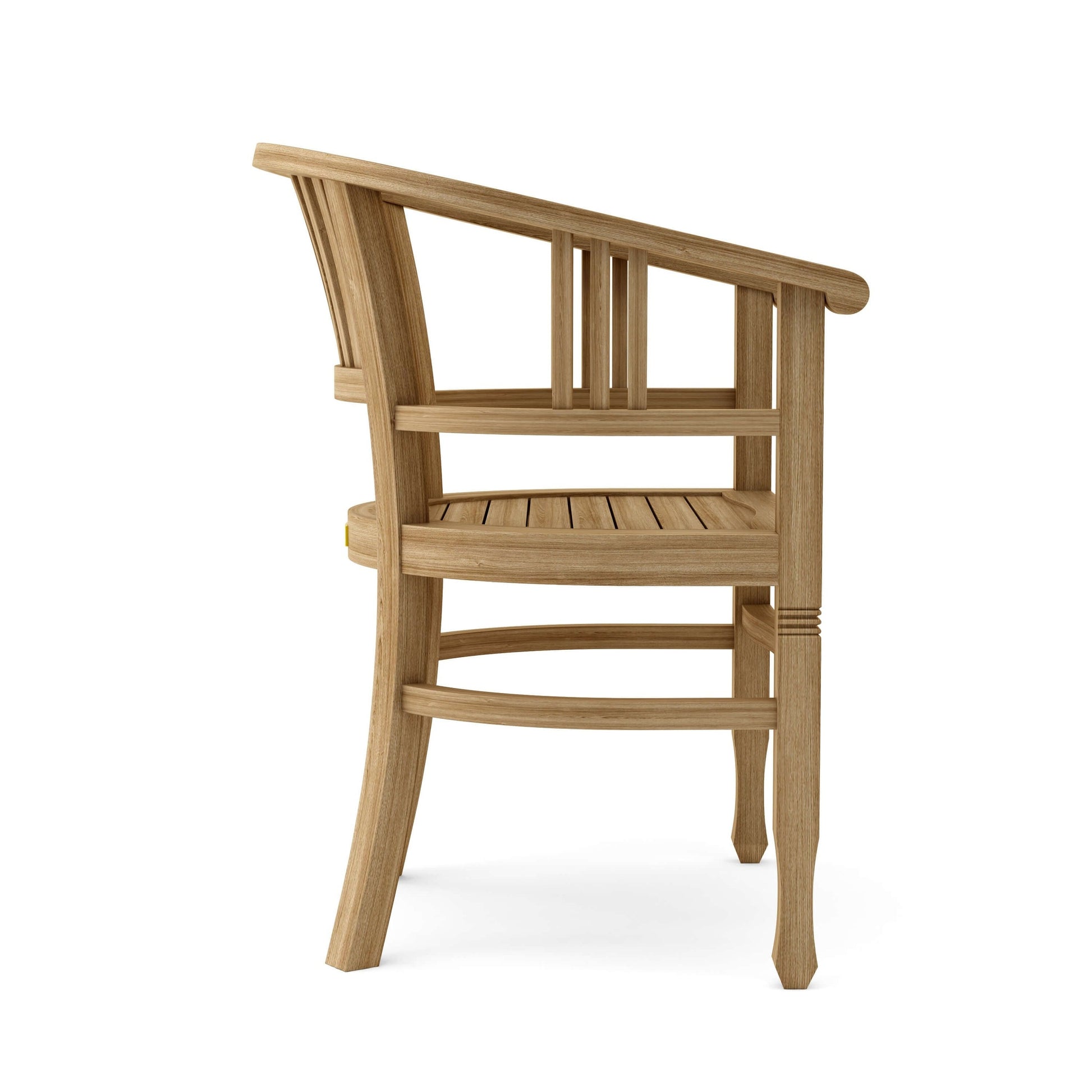 Wooden chair with armrests on a white background