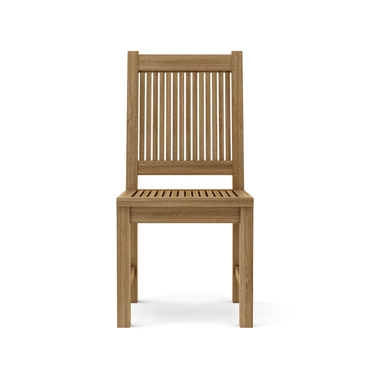Wooden chair with slatted back on a white background