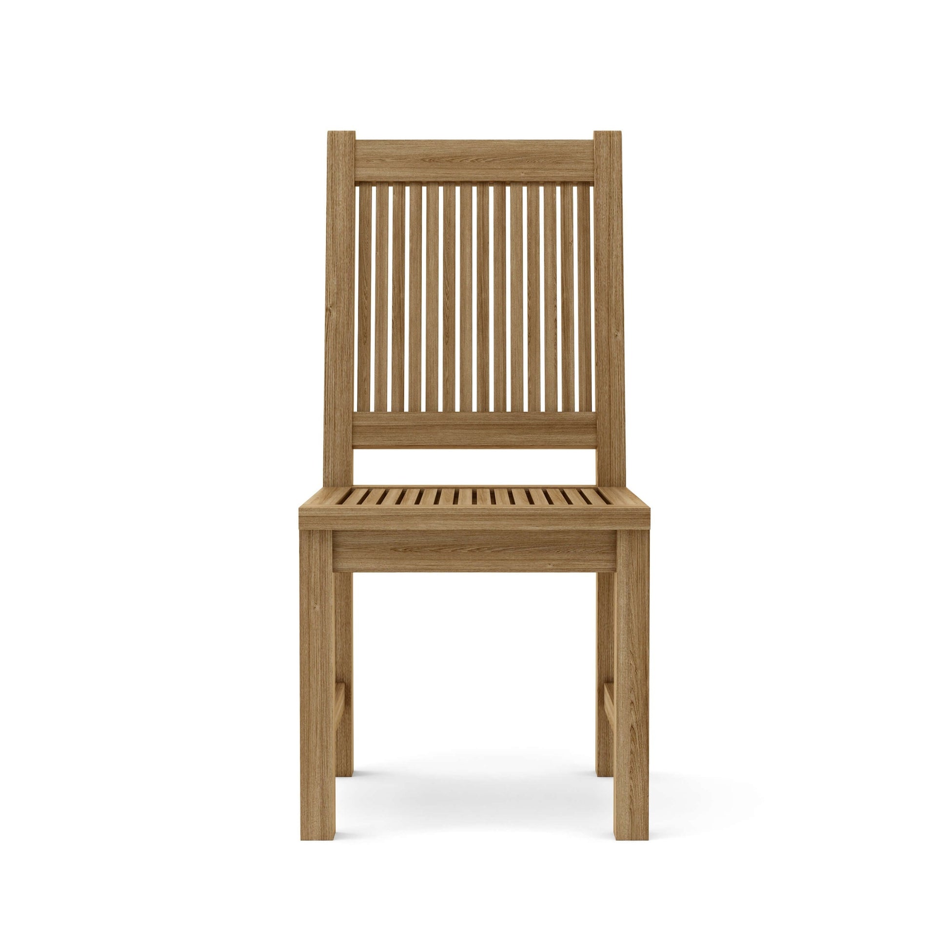 Wooden chair with slatted back on a white background