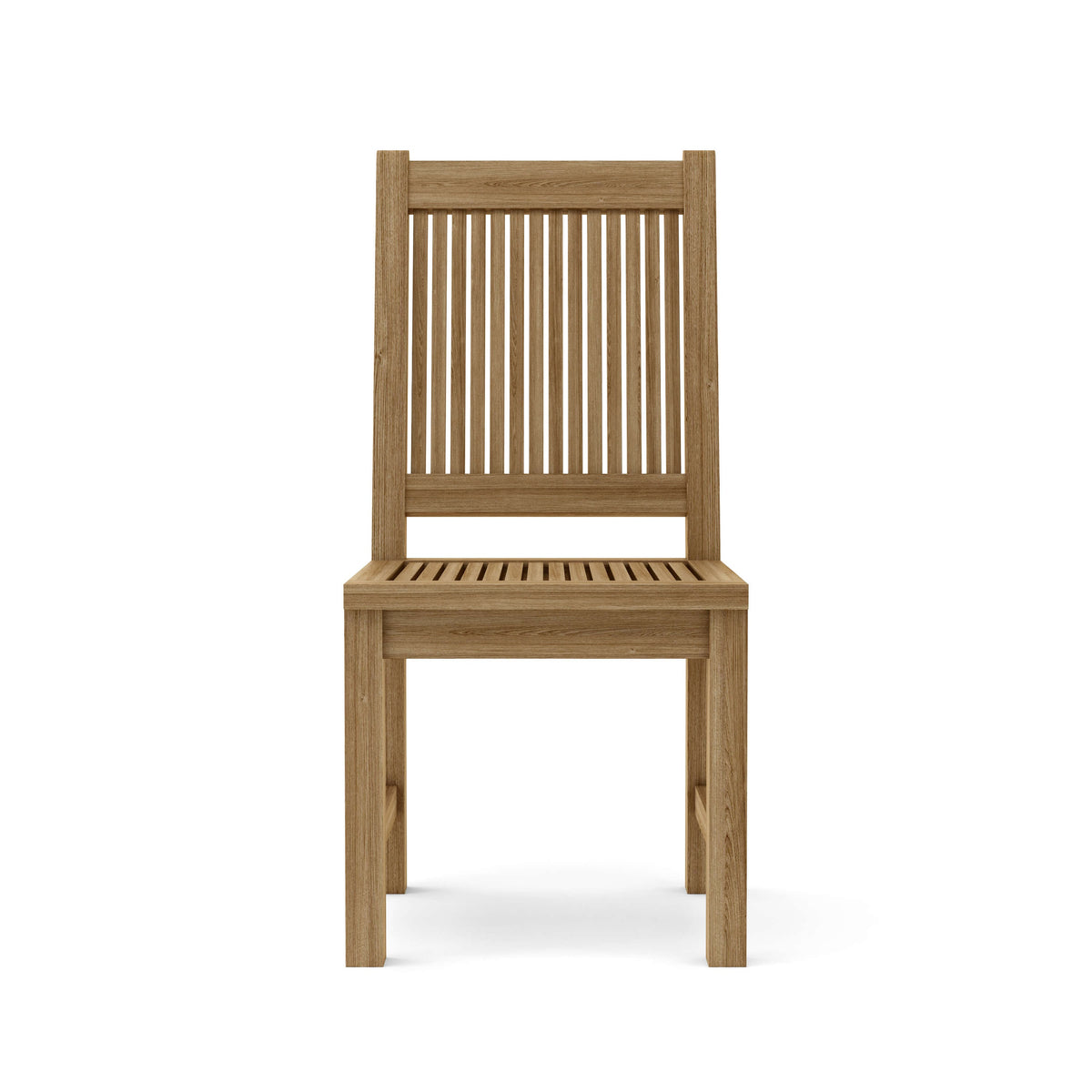 Wooden chair with slatted back on a white background