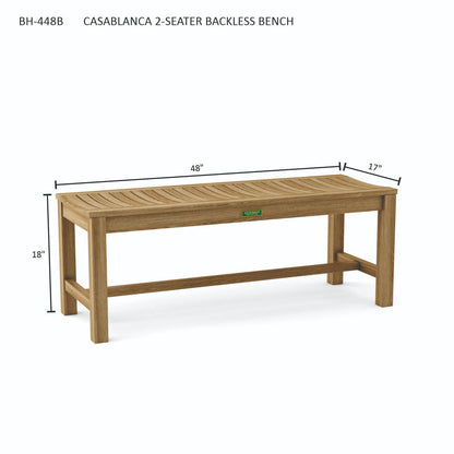 Casablanca Backless Teak Benches – 2, 3 & 4 Seater Outdoor | BetterPatio // BetterPatio.com