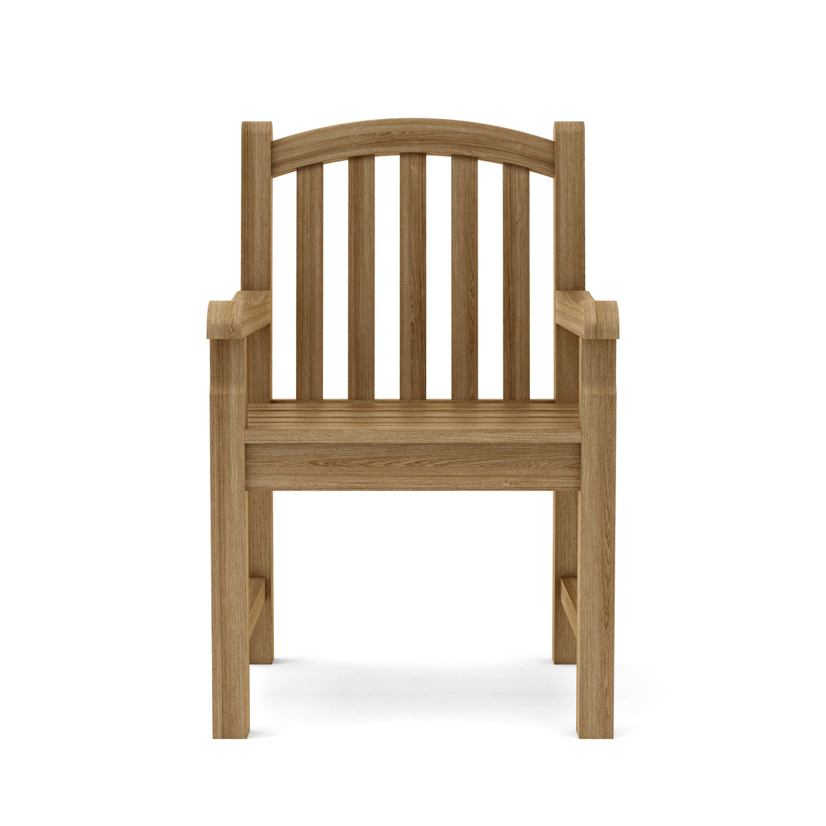 Wooden chair with armrests on a white background
