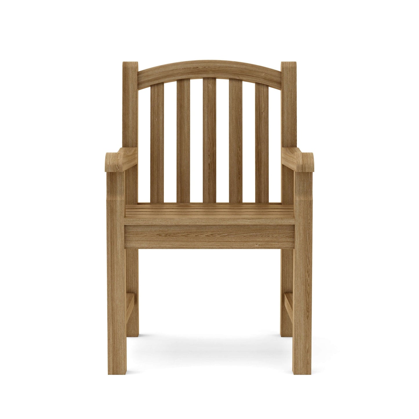 Wooden chair with armrests on a white background