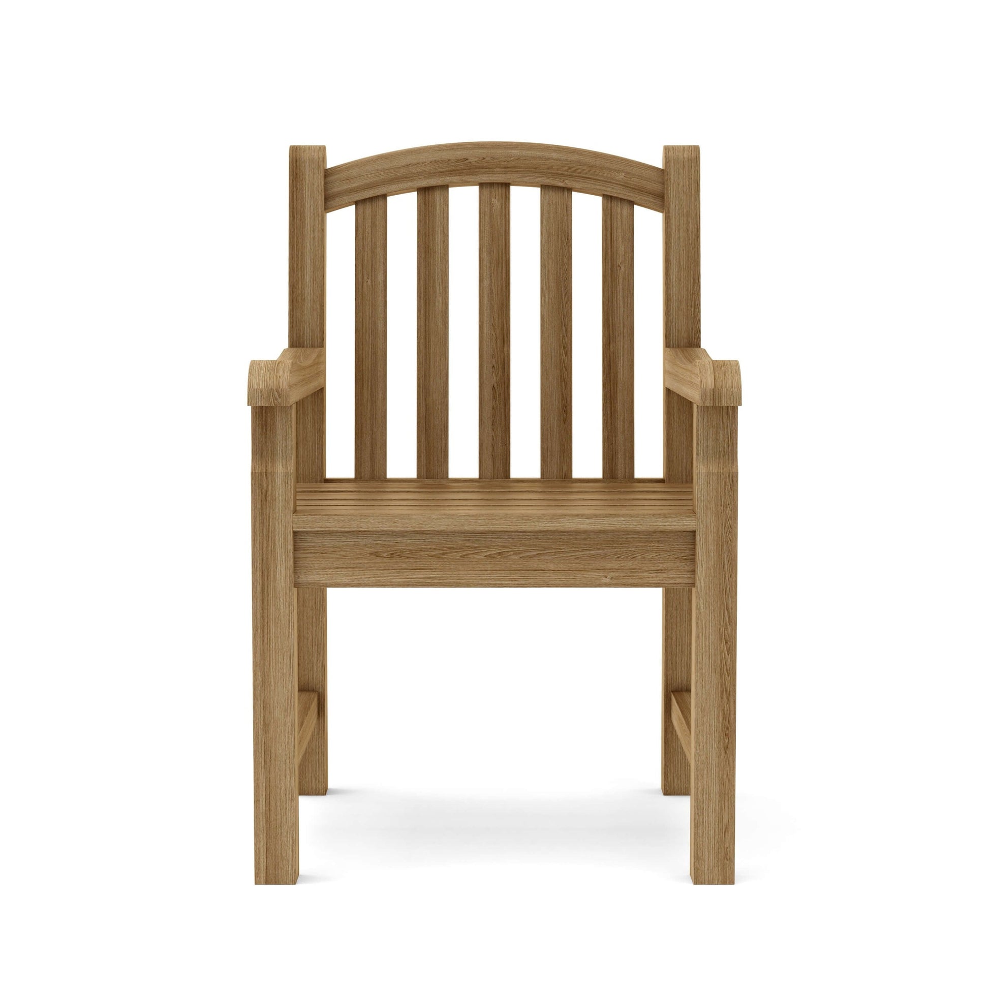 Wooden chair with armrests on a white background