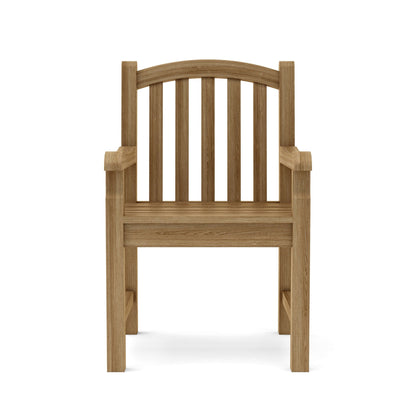 Wooden chair with armrests on a white background