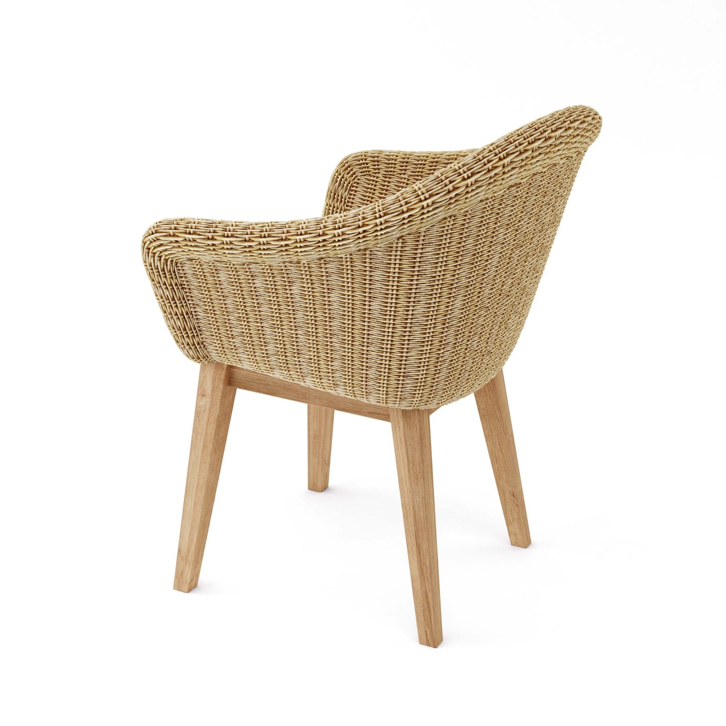 Anderson Teak Padua Dining Chair - side view of teak wicker outdoor dining chair