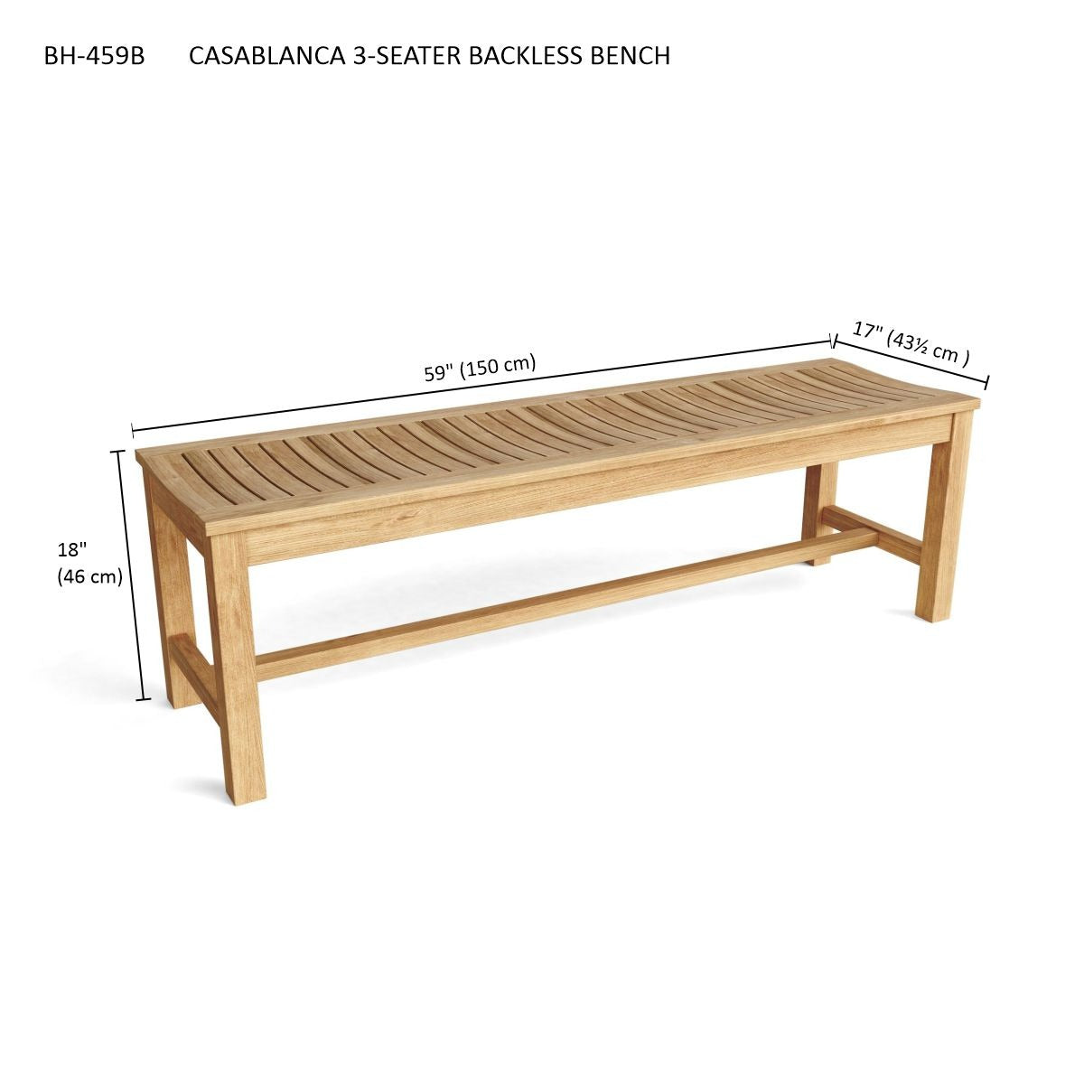 Casablanca Backless Teak Benches – 2, 3 & 4 Seater Outdoor | BetterPatio // BetterPatio.com