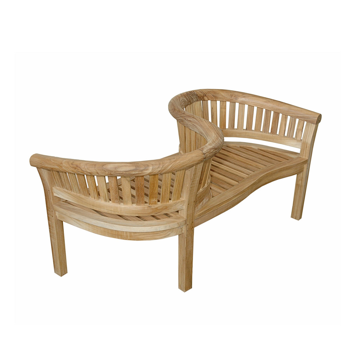 Wooden curved bench on a white background