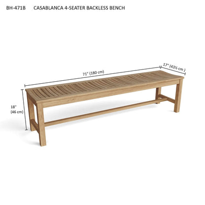 Casablanca Backless Teak Benches – 2, 3 & 4 Seater Outdoor | BetterPatio // BetterPatio.com