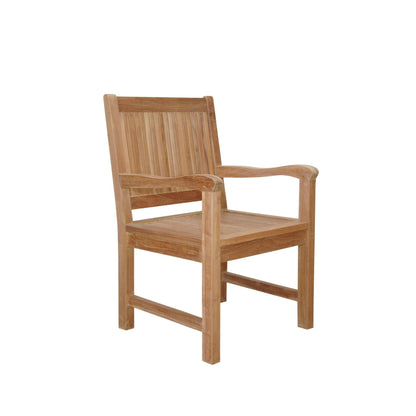 Wooden chair with armrests on a white background