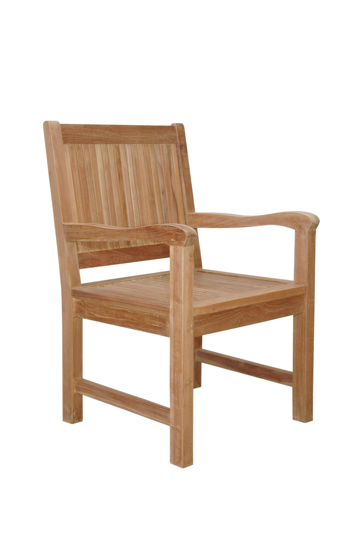 Wooden chair with armrests on a white background