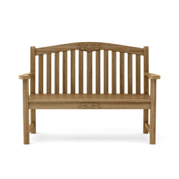50" Round Rose Teak Wood Bench - 2-Seater Round Back Design
