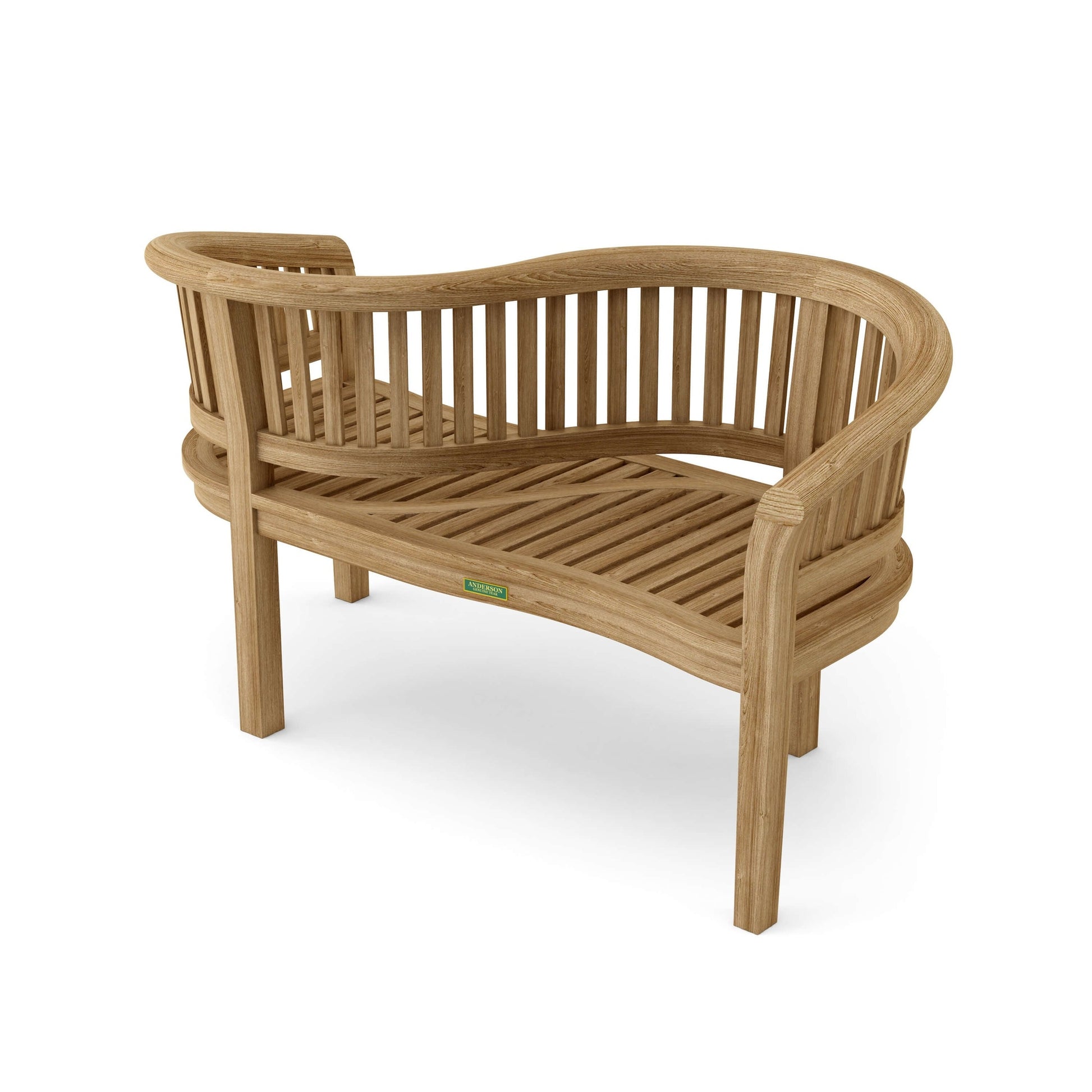 Wooden curved bench on a white background