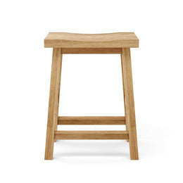 Alpine Rectangular Counter Stool - Solid Teak Wood Bar Stool with Footrest