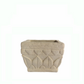 Verona Square Planter - Cast Limestone Pot with Ancient Leaf Relief