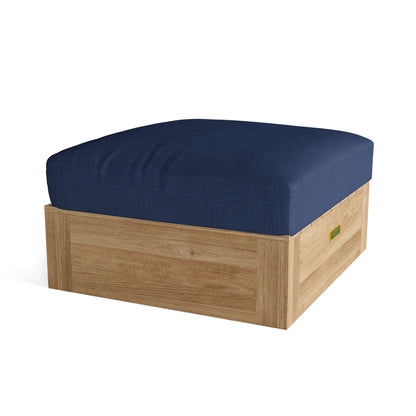 Anderson Teak Copacabana Ottoman - teak outdoor ottoman with Sunbrella cushion front view