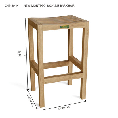 Wooden bar chair with dimensions on a white background
