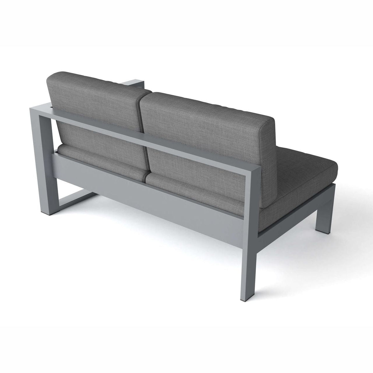 Anderson Teak Lucca Deep Seating Right Loveseat Grey - side profile of aluminum right loveseat