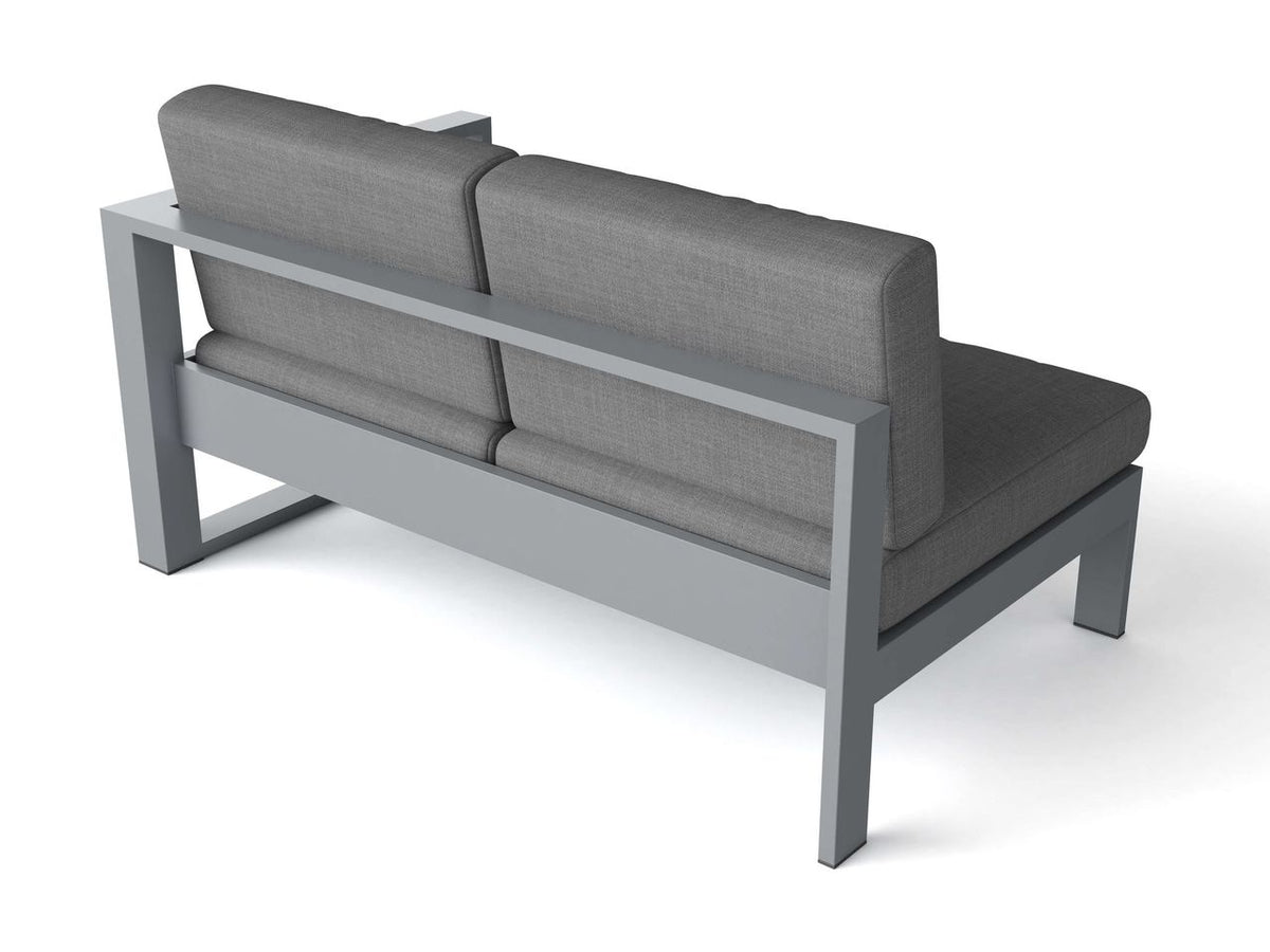 Anderson Teak Lucca Deep Seating Right Loveseat Grey - side profile of aluminum right loveseat