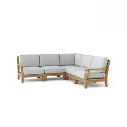 Riviera Luxe 5-Piece Modular Set – Premium Teak Deep Seating with Sunbrella Cushions