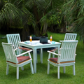 Magnolia 5-Pieces Dining Set - White Mahogany Square Table with Armchairs