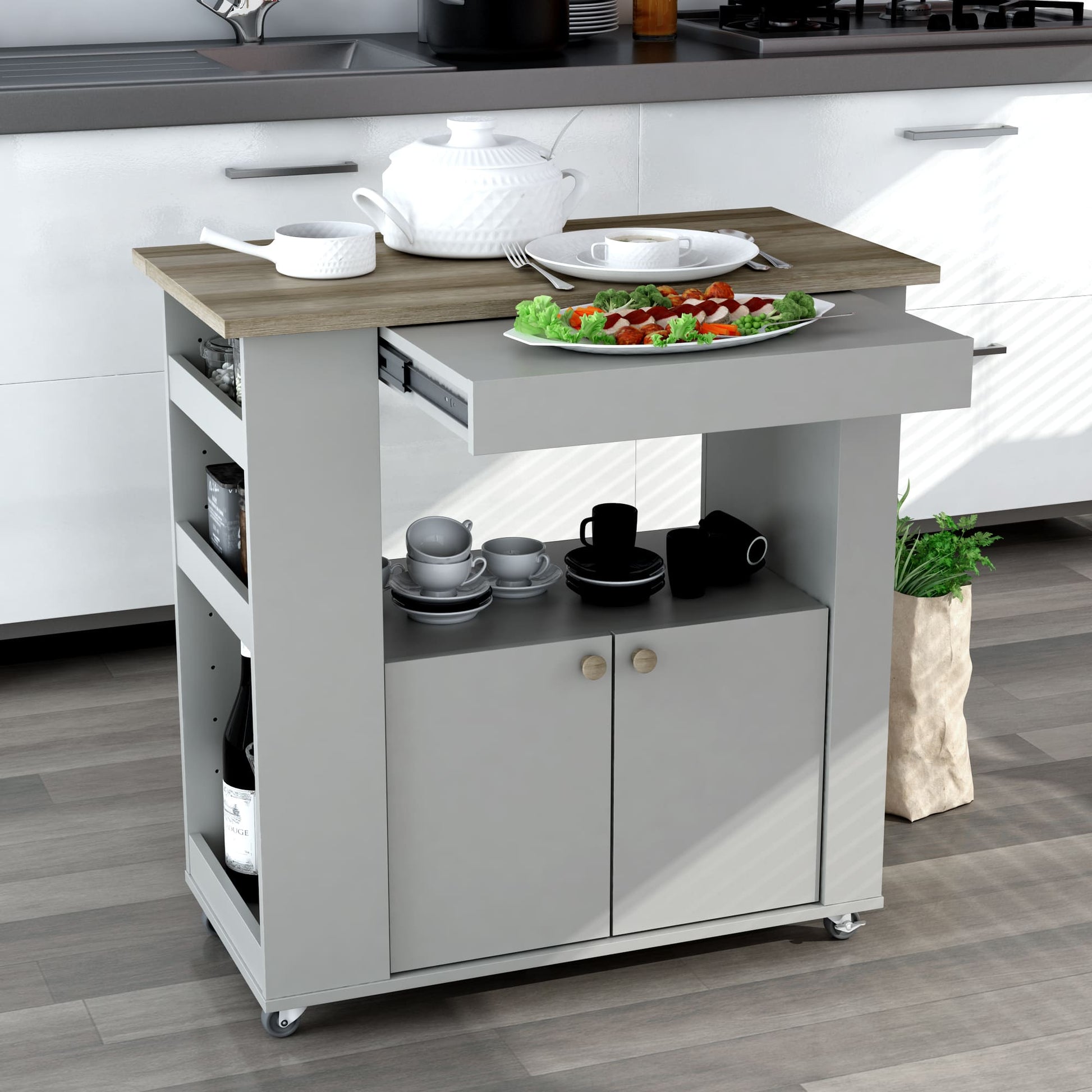 Astor 35" Kitchen Cart with Wheels & Storage | BetterPatio // BetterPatio.com